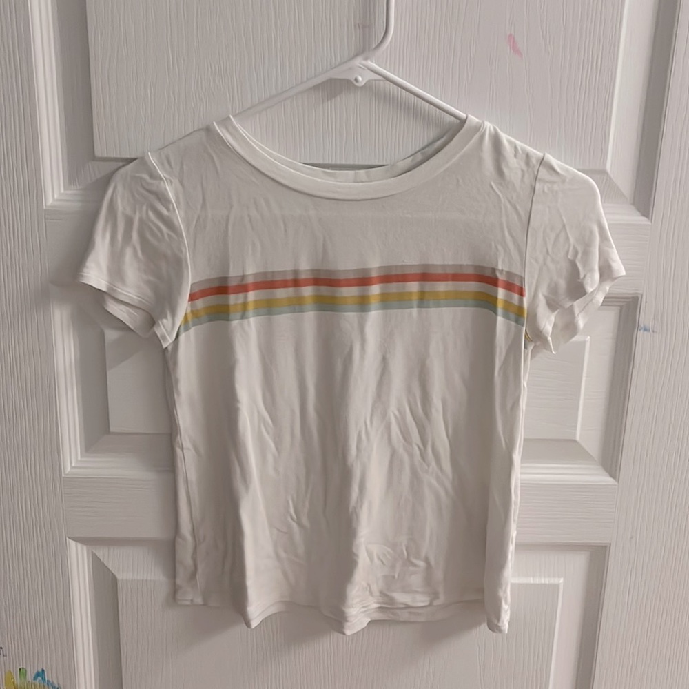 copper key off white soft rainbow stripe tee-shirt medium